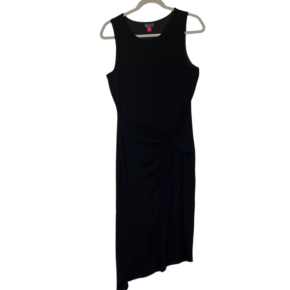Vince Camuto dress black women size S‎ faux wrap lined black
